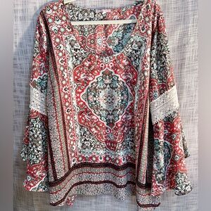 Plus sized boho shirt, paisley shirt